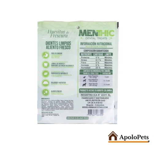 Menthic Dental para Perros – Huesos Mediano 185 g (12 und)