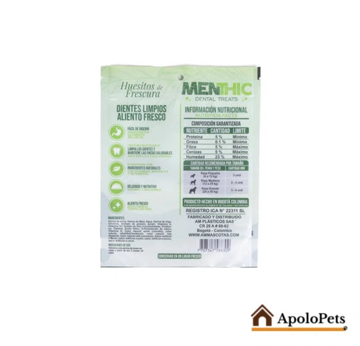 Menthic Dental para Perros – Huesos Pequeño 185 g (20 und)